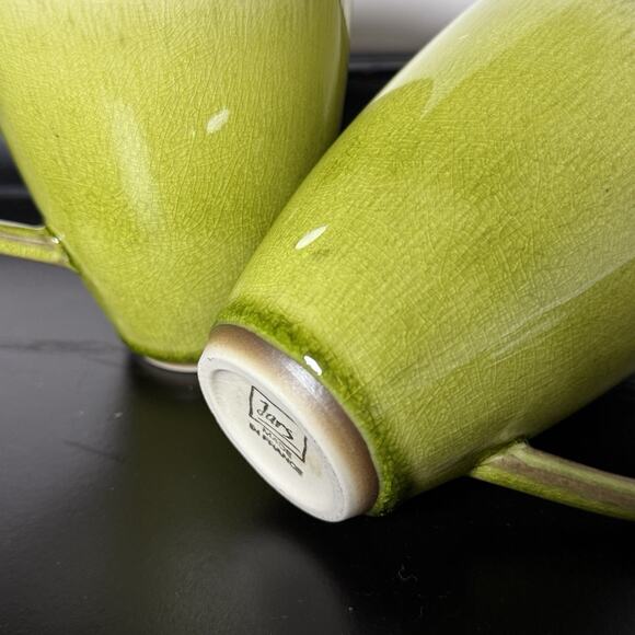 Jars Tourron Tilleul Avocado Green Mugs Set of 2 Made in France French Country - Picture 14 of 14